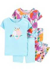 Carter's Toddler Girls Floral Birds Snug Fit Pajamas, 4 Piece