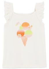 Carter's Toddler Girls Ice Cream Graphic Cotton Flutter-Sleeve Tank Top - White