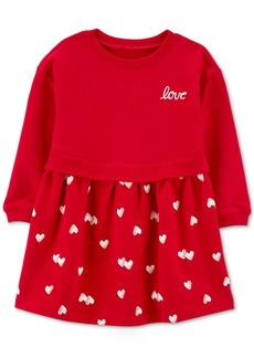 Carter's Toddler Girls Love Hearts Layered-Look Dress with Diaper Cover - Red