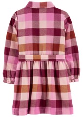 Carter's Toddler Girls Plaid Cotton Flannel Shirt Dress - Pink