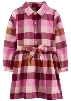 Carter's Toddler Girls Plaid Cotton Flannel Shirt Dress - Pink