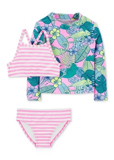 Carter's Toddler Girls Tropical Iguana 3-Pc. Rash Guard Swimsuit Set - Assorted