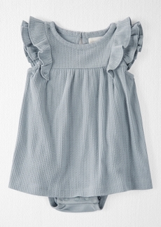 Little Planet by Carter's Baby Girls Organic Cotton Pointelle Bodysuit Dress - Blue