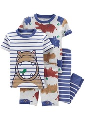 Carter's Toddler Boys Hippo Snug Fit Pajama, 4 Piece Set