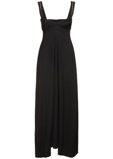 Carven Wool Blend Crepe Long Dress