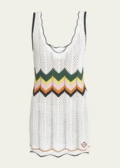 CASABLANCA Chevron Lace Knit Mini Dress