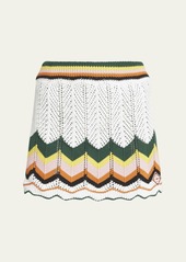 CASABLANCA Chevron Lace Knit Mini Skirt