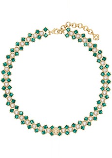Casablanca Gold & Green Crystal & Pearl Necklace