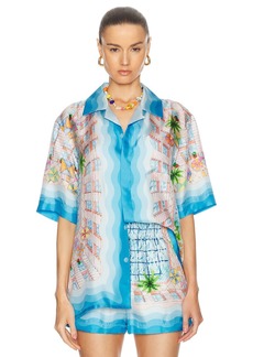 Casablanca Short Sleeve Button Up Top