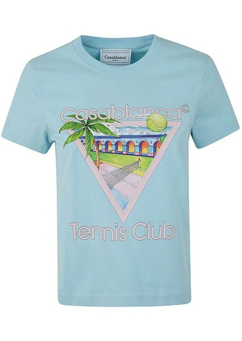 CASABLANCA TENNIS CLUB ICON PRINTED FITTED T-SHIRT CLOTHING