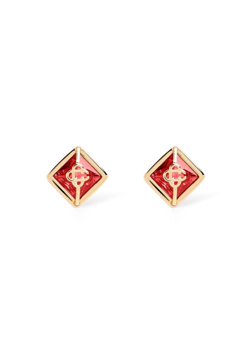 Casablanca Crystal Monogram Stud Earrings
