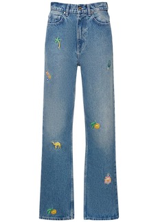 Casablanca Embroidered Denim Straight Jeans