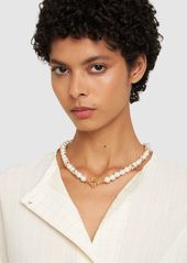 Casablanca Faux Pearl Monogram Collar Necklace