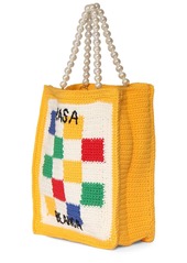 Casablanca Mini Cotton Crochet Square Tote Bag