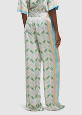Casablanca Printed Silk Satin Straight Pants