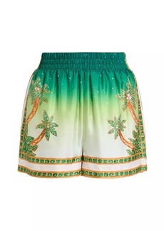 Casablanca Silk Ombré Palm Shorts