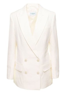 Casablanca White Double Breasted Blazer in Silk Blend Woman