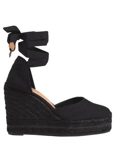 Castañer Black Carina Espadrille Sandals with Wedge Heel in Cotton Woman