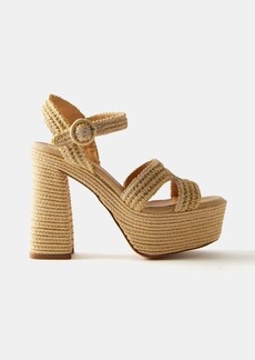 Castañer - Adriana 110 Raffia-woven Platform Sandals - Womens - Natural