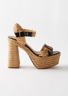 Castañer - Agnes 110 Raffia-woven Platform Sandals - Womens - Black Natural