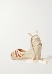 Castañer - Carina 80 canvas and crochet-knit wedge espadrilles - White - EU 35