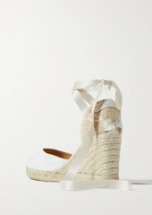 CASTAÑER - Carina 80 metallic canvas wedge espadrilles - White - EU 37