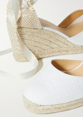 CASTAÑER - Carina 80 metallic canvas wedge espadrilles - White - EU 37