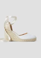 CASTAÑER - Carina 80 metallic canvas wedge espadrilles - White - EU 37