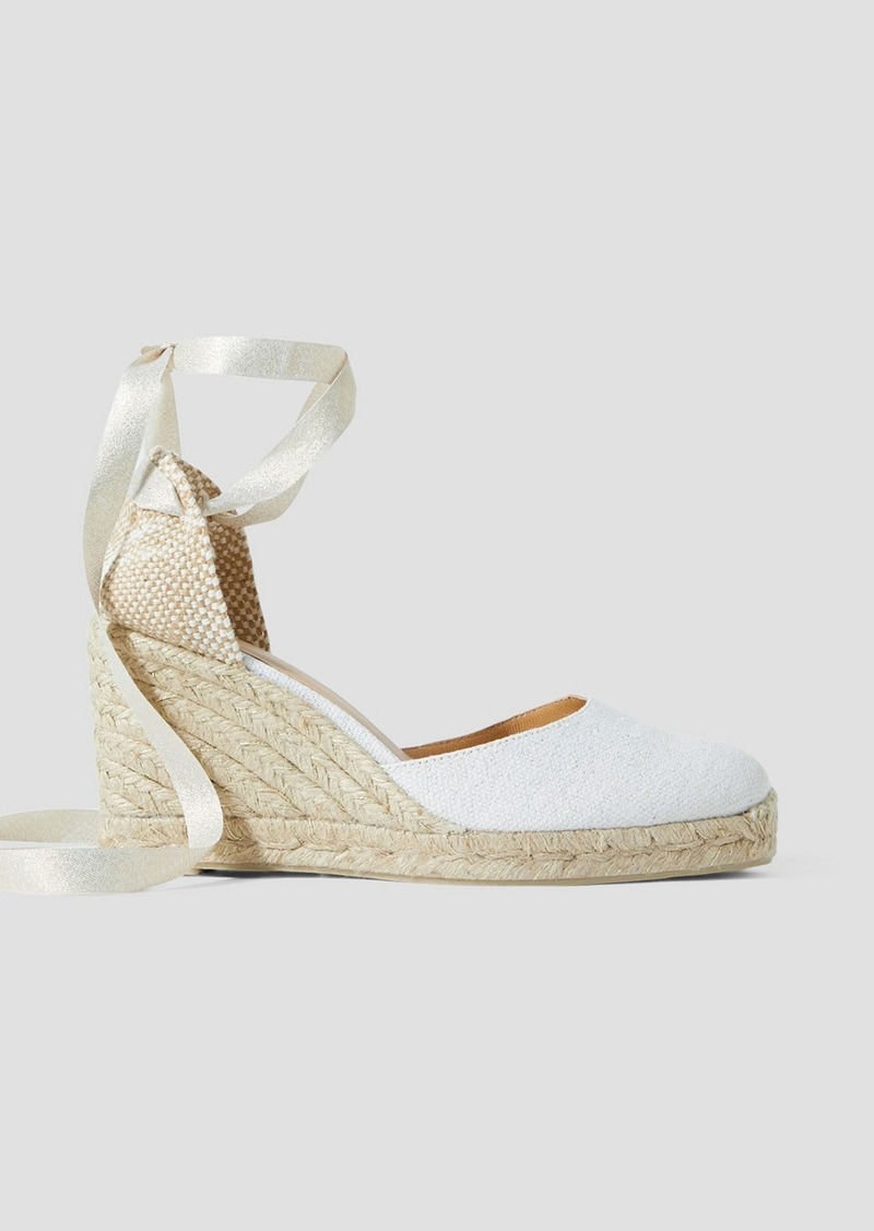 CASTAÑER - Carina 80 metallic canvas wedge espadrilles - White - EU 37