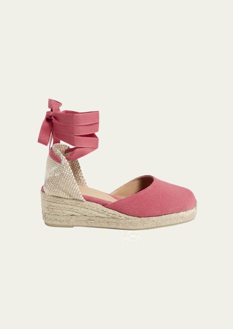 Castañer Castaner Carina Canvas Ankle-Wrap Wedge Espadrilles