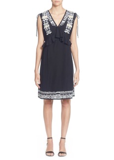 Catherine Catherine Malandrino Fadilia Embroidery Cotton Blend Dress in Black Beauty at Nordstrom Rack