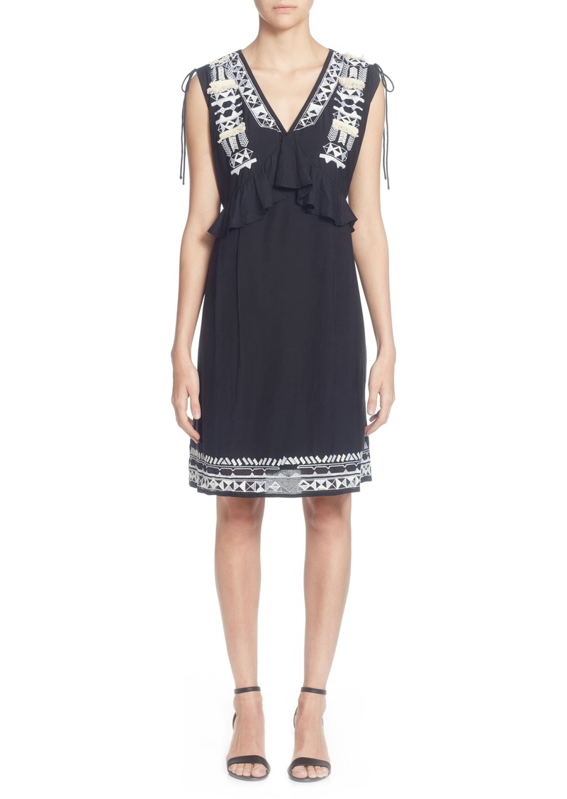 Catherine Catherine Malandrino Fadilia Embroidery Cotton Blend Dress in Black Beauty at Nordstrom Rack