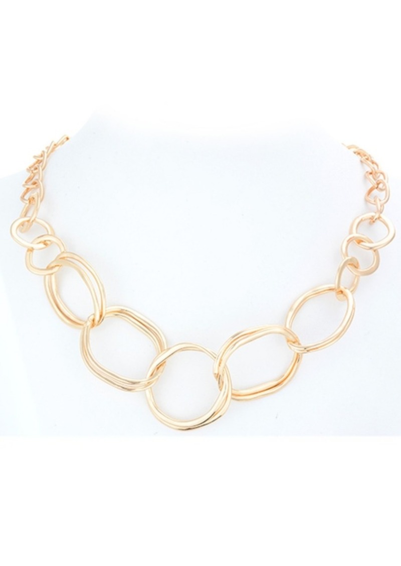 Catherine Malandrino Abstract Ring Curb Chain Necklace in Yellow Gold-Tone Alloy