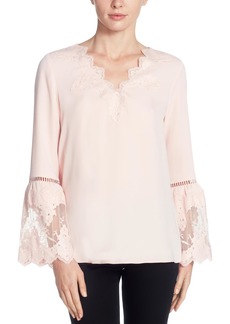 Catherine Malandrino Womens Angel Sleeves Lace Pullover Top