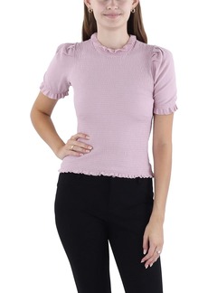 Catherine Malandrino Womens Ruffled Mock Neck Pullover Top