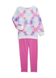 C&C California ​Little Girl's Dream Big 2-Piece Tie-Dye Sweatshirt & Leggings Set