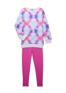 C&C California Little Girl's Dream Big 2-Piece Tie-Dye Sweatshirt & Leggings Set