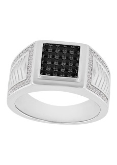 C&C California Men's Cubic Zirconia Square in .925 Sterling Silver Gents Ring