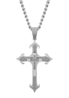 C&C California Men's Diamond Accent Stacked Cross in Stainless Steel Pendant Necklace
