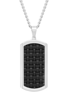 C&C California Men's Dog Tag in Faux Leather and Stainless Steel Pendant Necklace