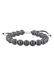 C&C California Men's Hematite Bead with .925 Sterling Silver Accents Bolo Bracelet
