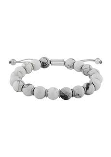 C&C California Men's Howlite Bead with Stainless Steel Accents Bolo Bracelet