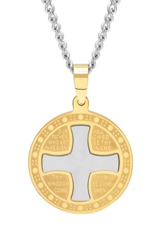 C&C California Men's The Lord's Prayer Medallion in Two-Tone Stainless Steel Pendant Necklace