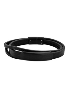 C&C California Men's Triple Strand Faux Leather with Stainless Steel Accents Bracelet
