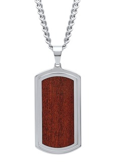 C&C California Men's Woodgrain Dog Tag in Stainless Steel Pendant Necklace