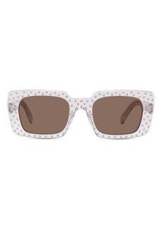 CELINE 51mm Studded Rectangle Sunglasses in Crystal/Other /Brown at Nordstrom