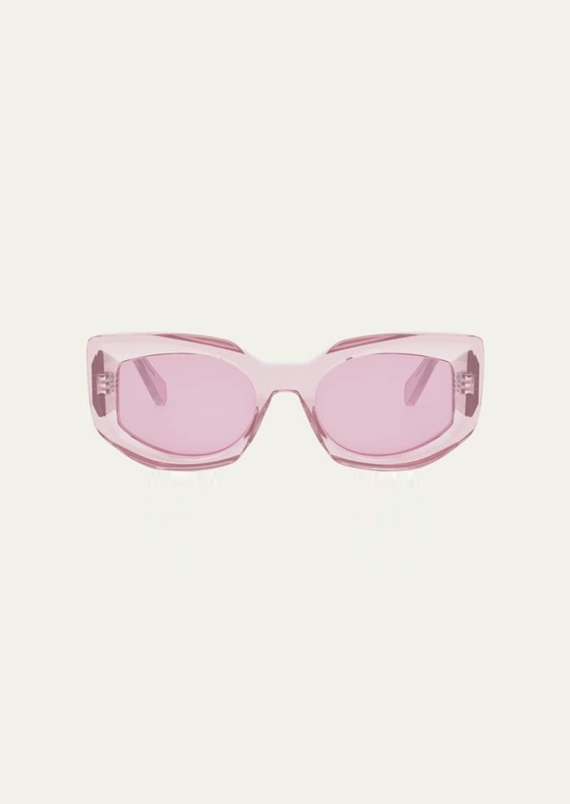 Celine Beveled Semi-Transparent Acetate Cat-Eye Sunglasses