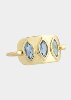Celine Daoust Triple Marquis Aquamarine Ring