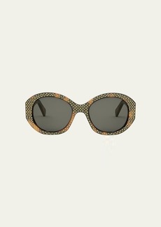 Celine Embellished Brown Acetate Round Sunglasses