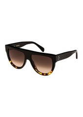 Celine Flattop Two-Tone Shield Adjusted-Fit Sunglasses  Black Pattern